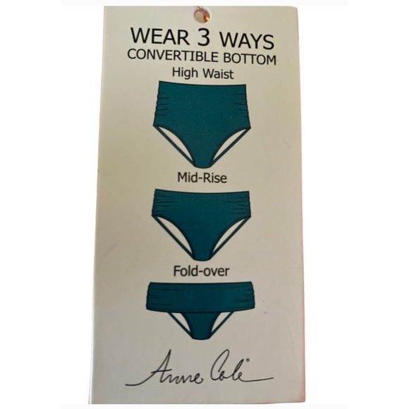 Anne Cole Convertible High Waist Shirred Swim Bottom Berry - Picture 3 of 9